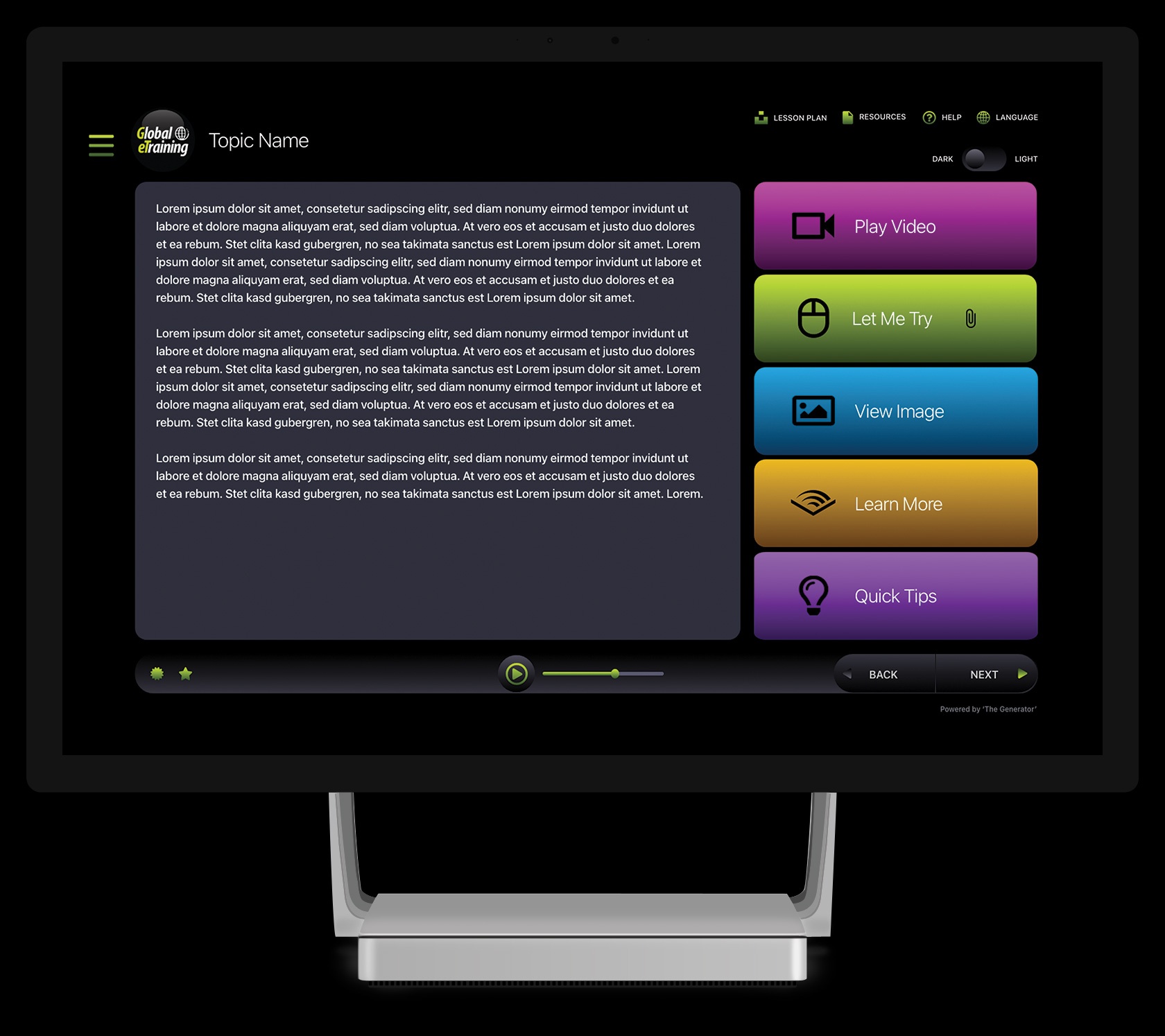 Course Interface on Desktop