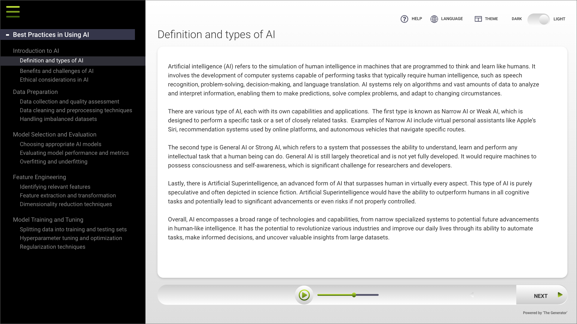Step 3: Receive and review your custom AI-generated course